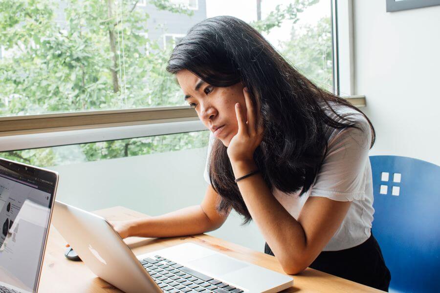 Freelancer working on her computer